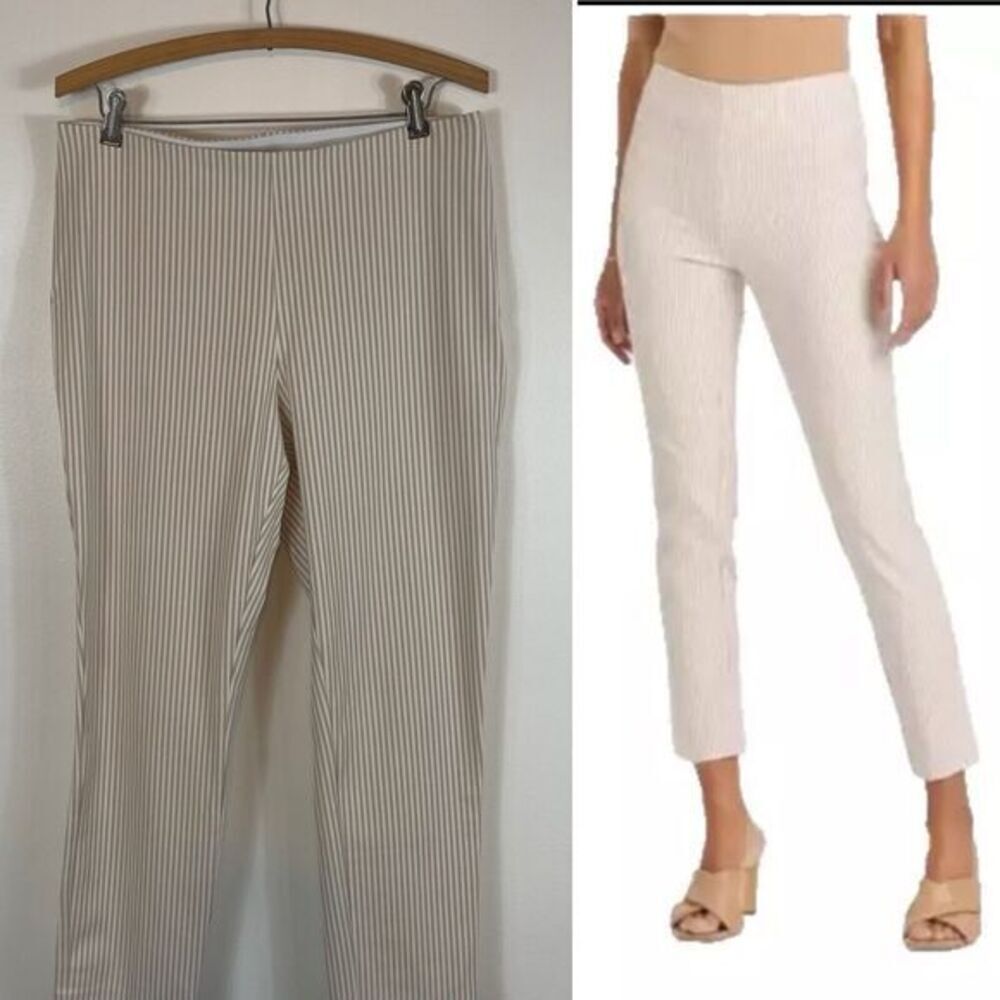A New Day Cream Striped Womens High-Rise Slim Fit Ankle Pants SZ 10 Ivory Stripe